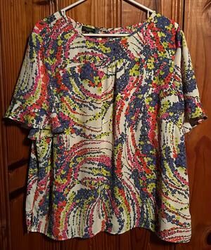Talbots women’s multicolor blouse flutter sleeve size boho 2X petite airy flowy